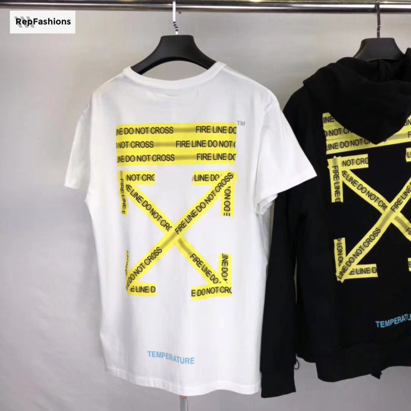 Replica Off White Fire Tape T Shirt Buy Online With High Quality
