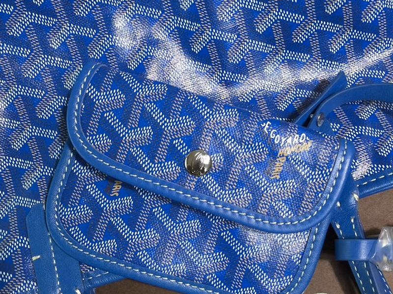 Goyard Navy Blue Goyardine Coated Canvas Anjou Mini Reversible Bag