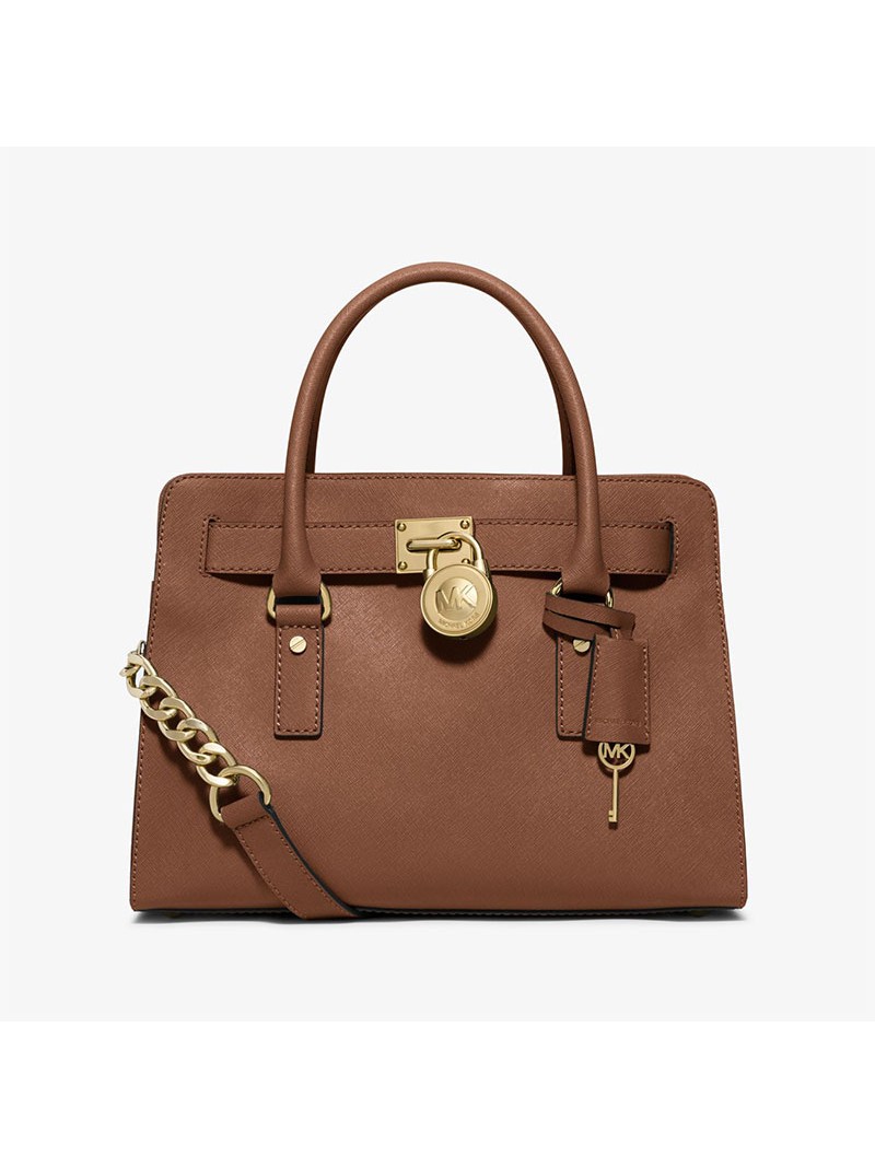 Perfect Replica Michael Kors Hamilton Medium Saffiano Leather Satchel Brown  Online Fake Bags Store