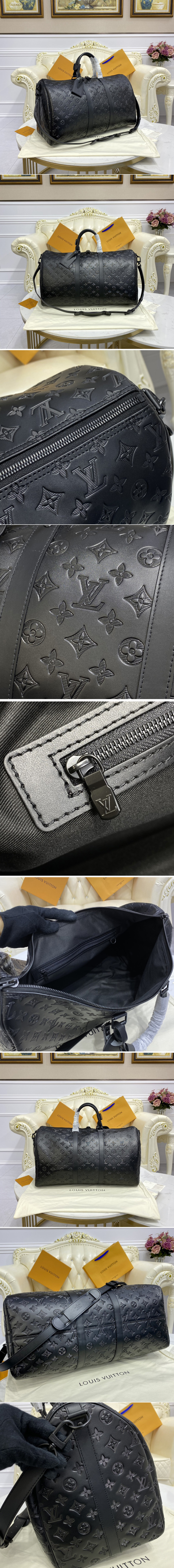 Replica Louis Vuitton Keepall Bandouliere 50 Monogram Shadow M44810