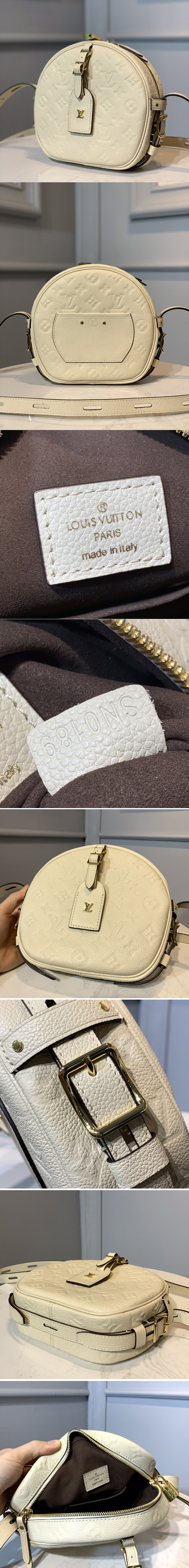 LOUIS VUITTON Boite Chapeau Souple MM Monogram Empreinte Shoulder Bag cream