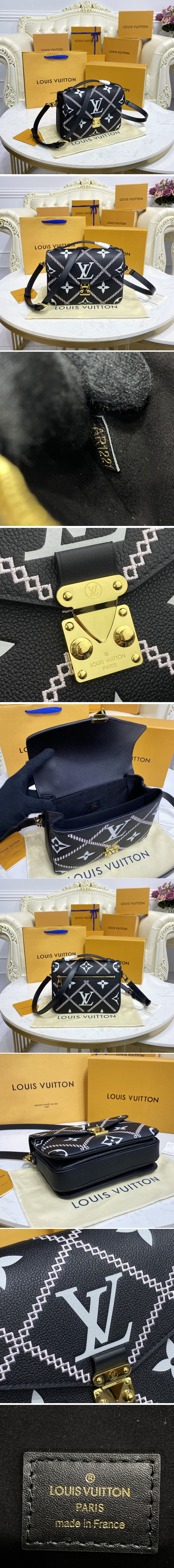 Louis Vuitton M46028 LV Pochette Metis handbag in Black/Beige Monogram  Empreinte leather Replica sale online ,buy fake bag