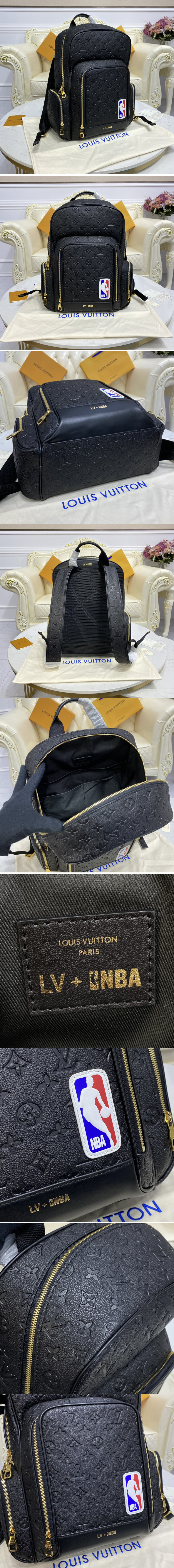 Black Empreinte Ball Grain Leather NBA Backpack Gold Hardware