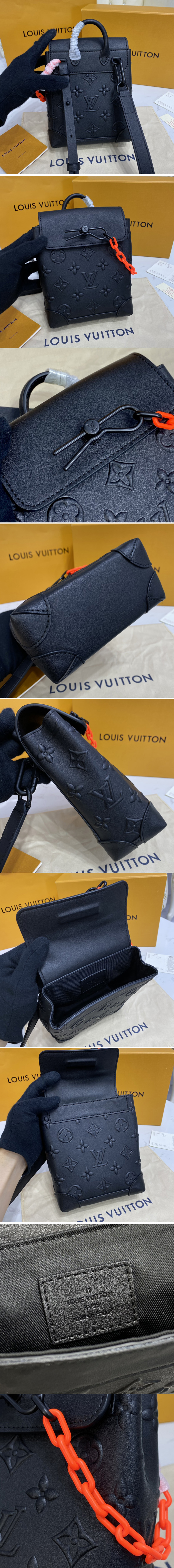Louis Vuitton M58707 LV Steamer XS bag in Black Monogram Seal cowhide  leather Replica sale online ,buy fake bag