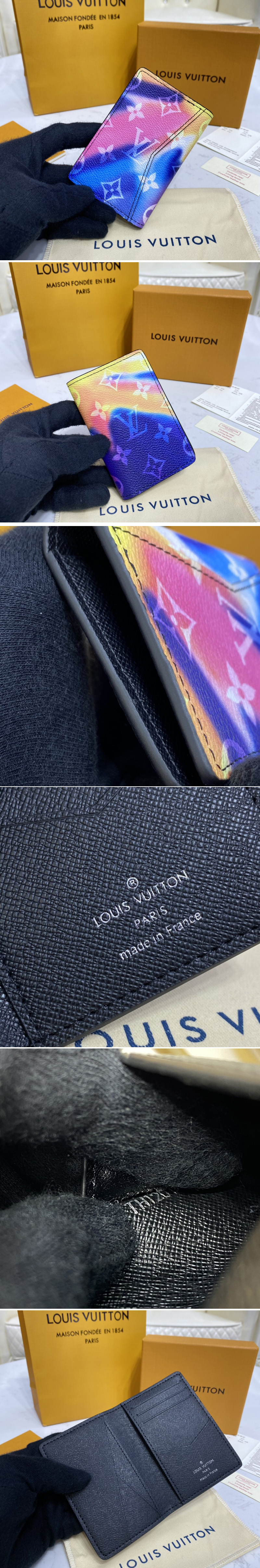 Louis Vuitton M80956 LV Pocket Organizer Wallet in Monogram Sunset coated  canvas Replica sale online ,buy fake bag