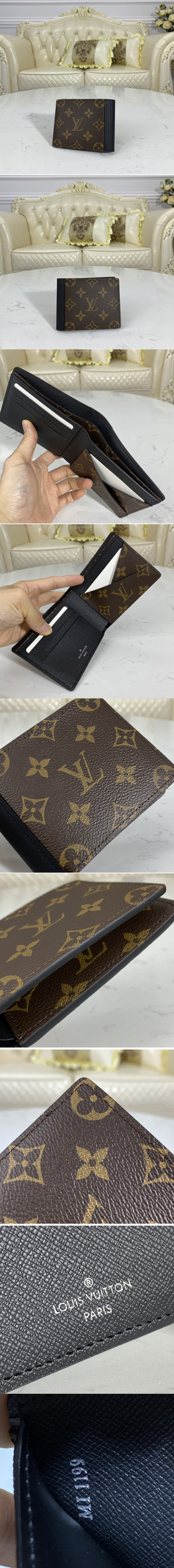 Authenticated Used Louis Vuitton Portefeuil Multiple Men's Bifold Wallet  M69408 Monogram Macassar Brown