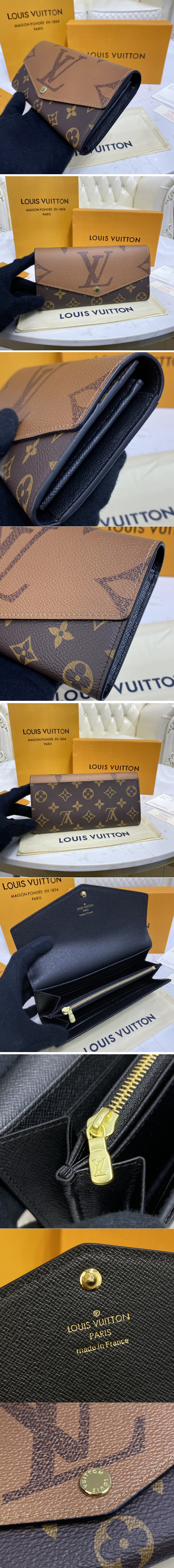 M64488 Louis Vuitton 2017 Premium Monogram Reverse canvas Sarah Wallet