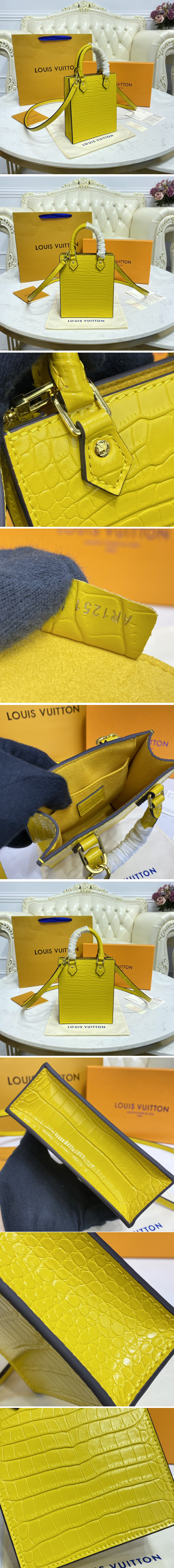 N99487 Louis Vuitton Brilliant Alligator leather Petit Sac Plat Bag-Yellow