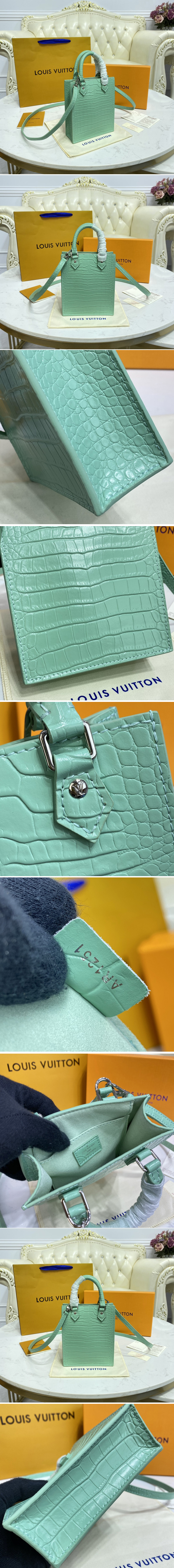 N99487 Louis Vuitton Brilliant Alligator leather Petit Sac Plat Bag-Green
