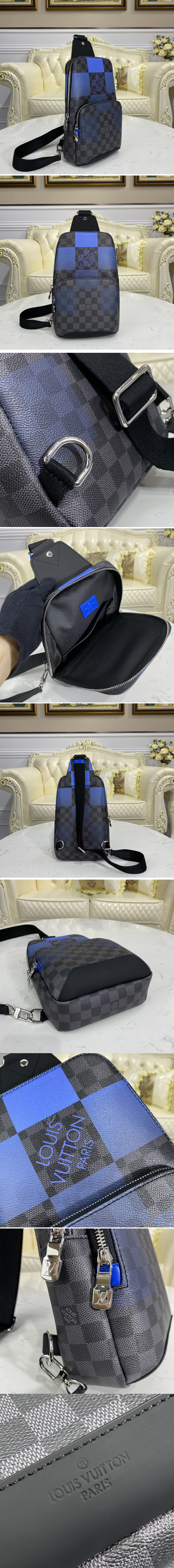 Bolso bandolera Louis Vuitton N40408 LV Alpha en lona revestida Damier  Graphite Giant azul imitacion Bolsos baratos ,Réplica, falso