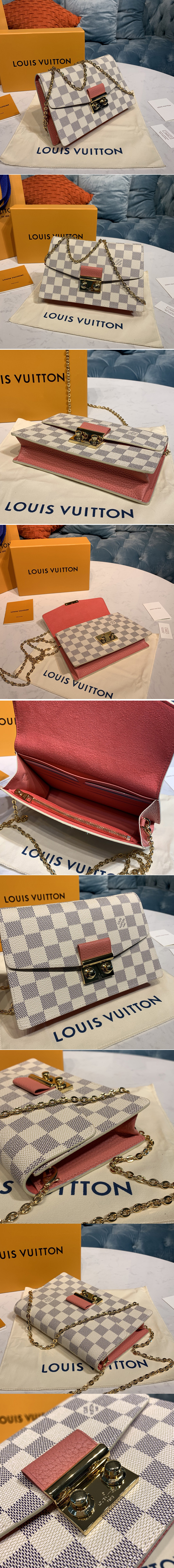 Replica Louis Vuitton Croisette Chain Wallet Damier Azur N60358