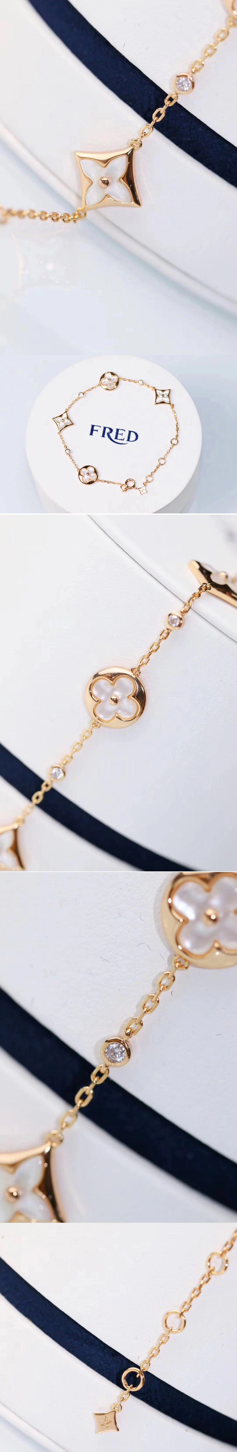 Louis Vuitton Color Blossom Multi Motif Bracelet, Pink Gold, White