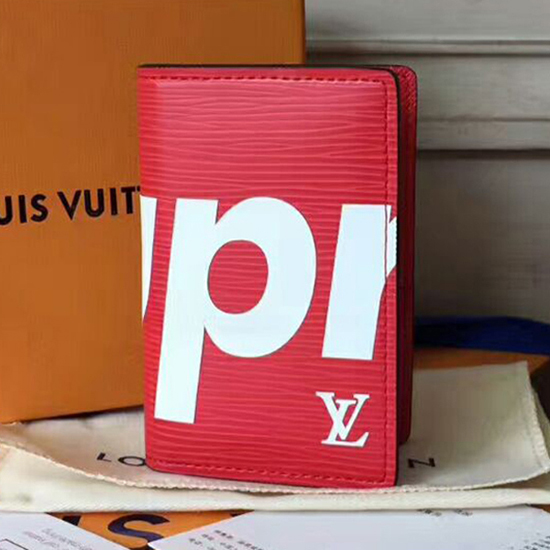 Supreme X Louis Vuitton. Epi Pocket Organizer (Red), 2018. Leather., Lot  #66121