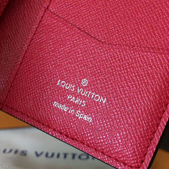Louis Vuitton LV Supreme Red Pocket Orgaize Card Case M61822 Epi Leather Red