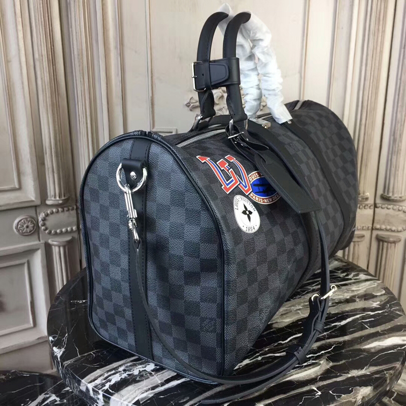 2022 NEW Copy Louis Vuitton Keepall 50B Damier Graphite Stamps