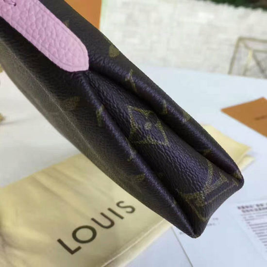Authentic Louis Vuitton Pallas Clutch Monogram Rose Poudre M44037 Genuine  LD804