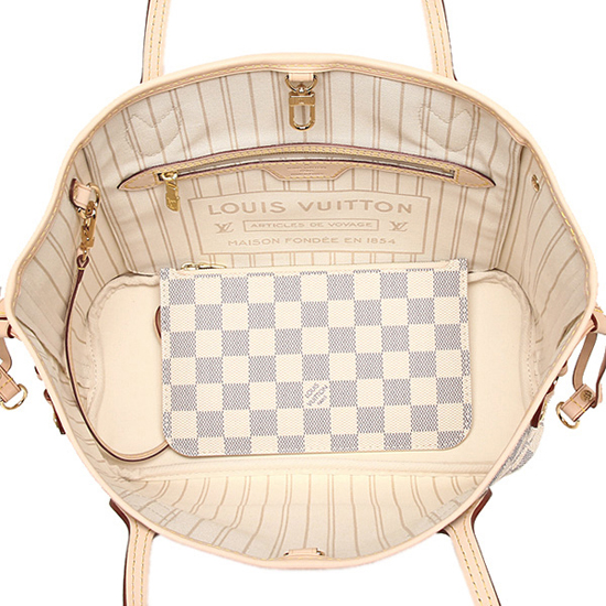 Replica Louis Vuitton N41362 Neverfull PM Shoulder Bag Damier Azur Canvas  For Sale