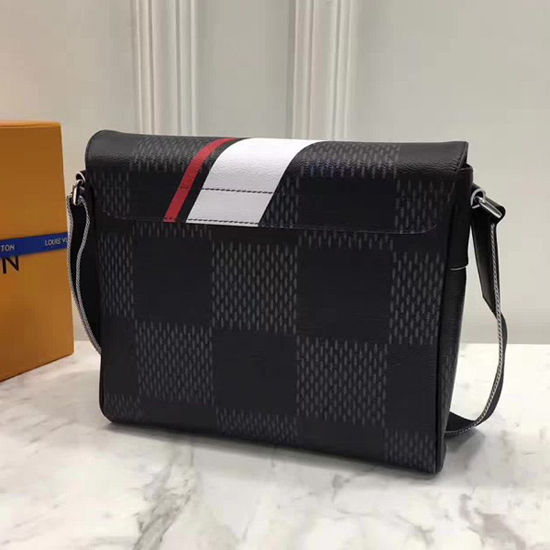 Louis Vuitton District PM Messenger Bag Damier Cobalt Canvas Red
