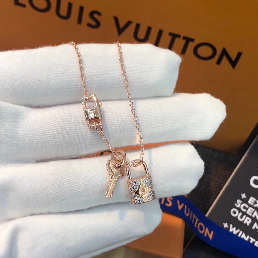 Réplica de Louis Vuitton Lockit collar con candado y llaves