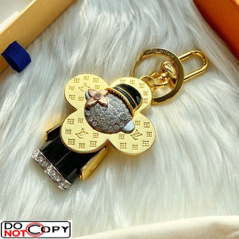 LOUIS VUITTON Porte Cles Vivienne Mink Fur Bag Charm Key Ring M63095 w/BOX  AUTH