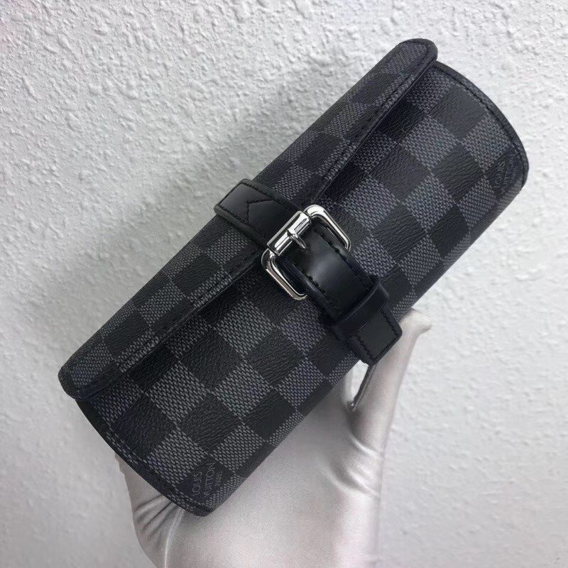 Replica Louis Vuitton N41137 3 Watch Case Damier Graphite Canvas For Sale