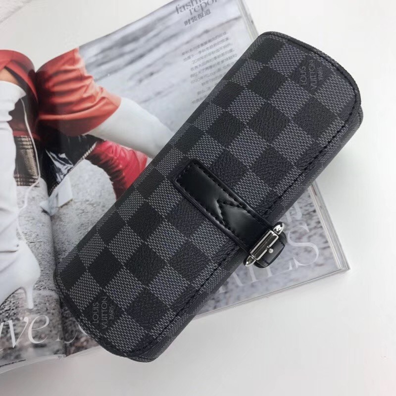 Replica Louis Vuitton N41137 3 Watch Case Damier Graphite Canvas For Sale