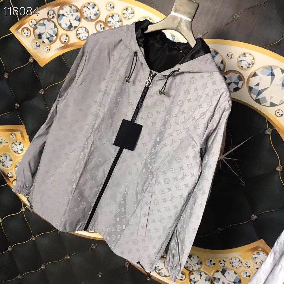 Réplique Louis Vuitton All Over Monogram Logo Hooded Parka Jacket Gris à  vendre avec prix bon marché au magasin de faux sac