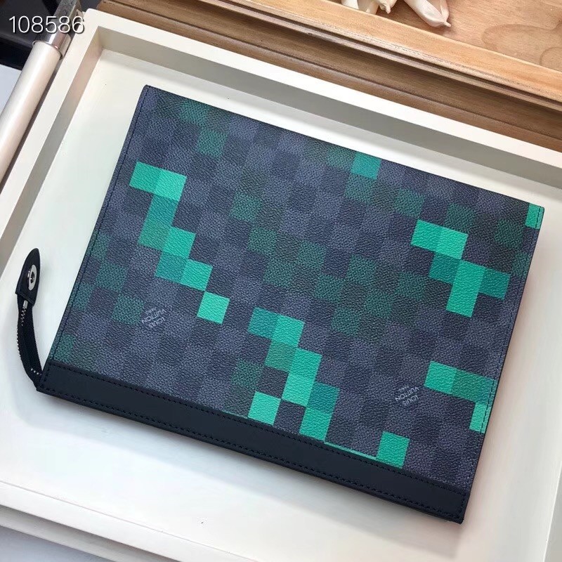 Replica Louis Vuitton Pochette Voyage MM Bag Damier Graphite Canvas Pixel  N60176 Green For Sale With Cheap Price At Fake Bag Store