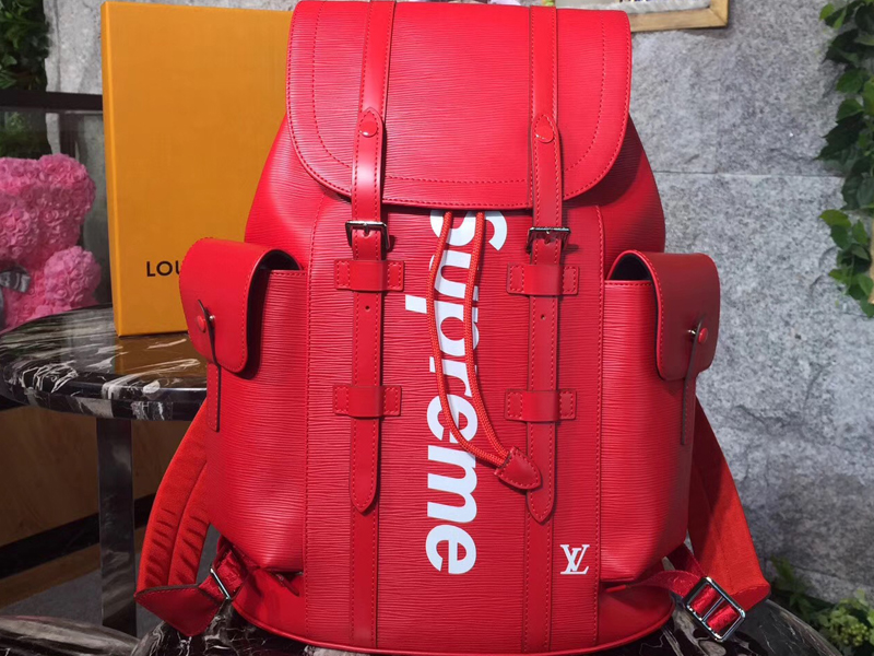 Louis Vuitton X Supreme Red Epi Leather Christopher PM Backpack