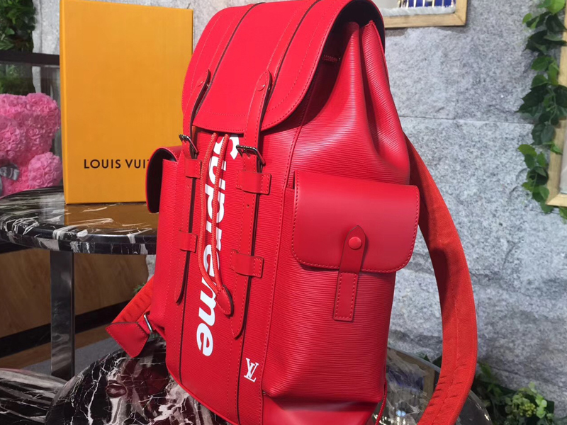 Louis Vuitton christopher pm supreme backpack in red epi