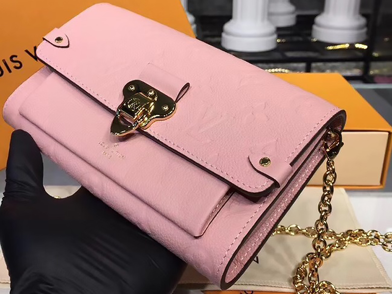 Replica Louis Vuitton Monogram Empreinte Vavin Chain Wallet Pink