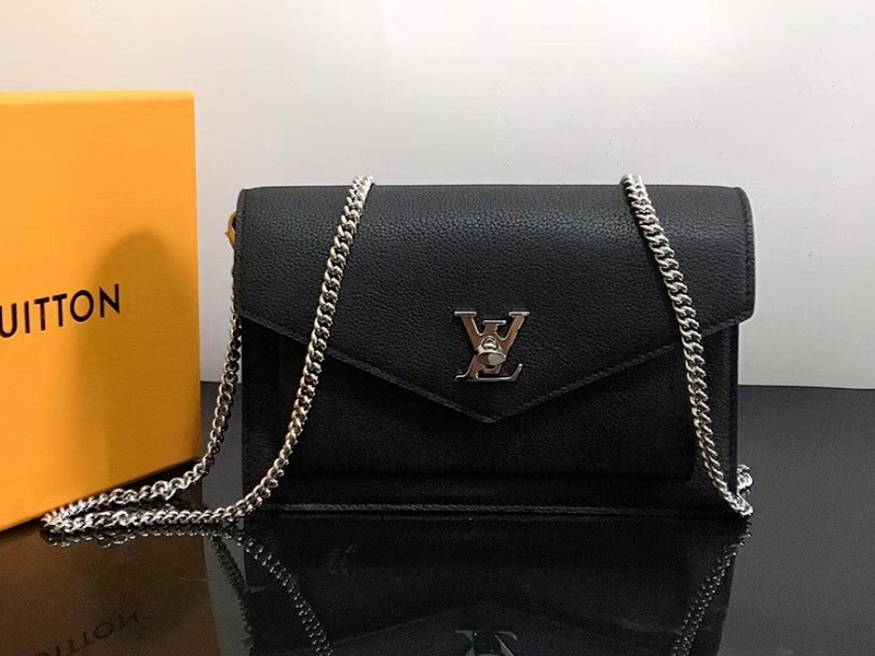 Louis Vuitton Mylockme Chain Pochette Leather Black 7149518
