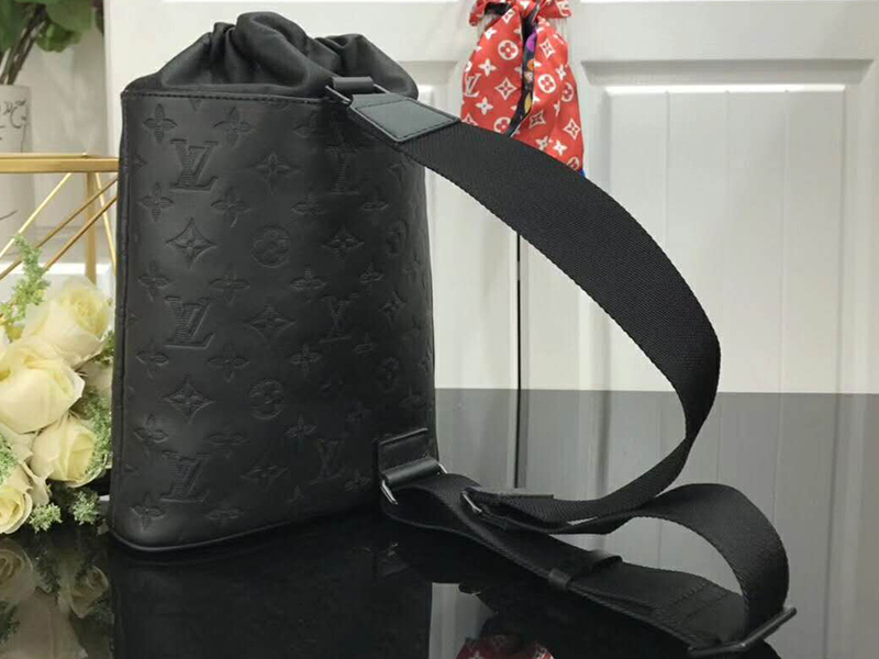Louis Vuitton Chalk Sling Bag Monogram Shadow Black in Calfskin